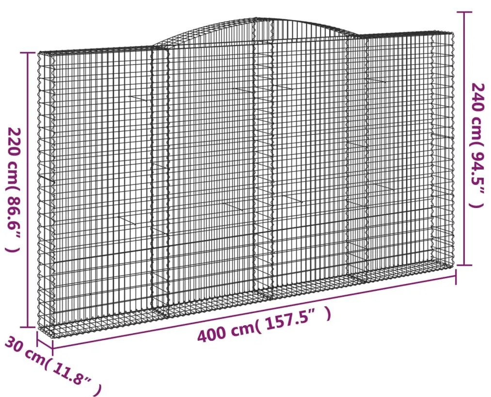 Cestos gabião arqueados 4pcs 400x30x220/240cm ferro galvanizado
