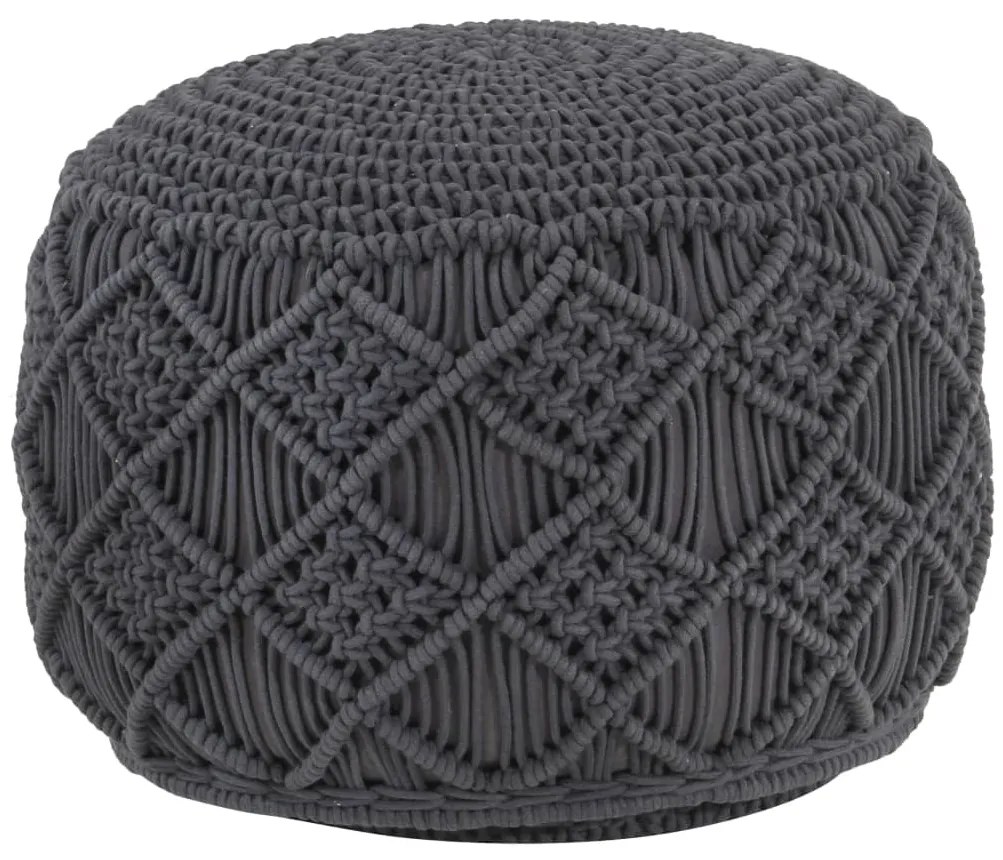 vidaXL Pufe artesanal em macramé 45x30 cm algodão antracite
