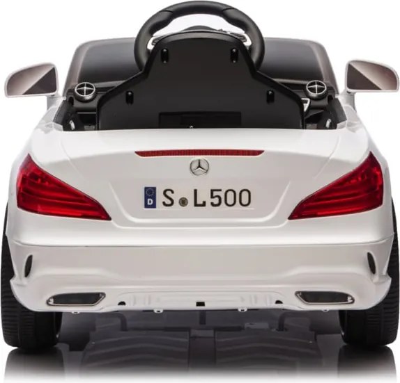 Carro elétrico para crianças até aos 5 anos Mercedes SL500, 12V com bateria de lítio, pneus borracha, controlo remoto Branco