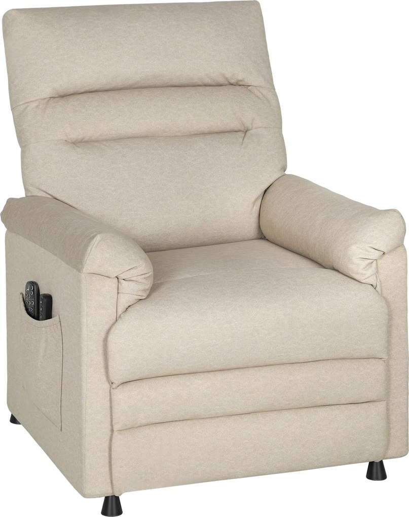 HOMCOM Poltrona Relax com Aquecimento Lombar e Massagem por Vibração Reclinável USB e Função de Memória 82x99x106 cm Bege | Aosom Portugal