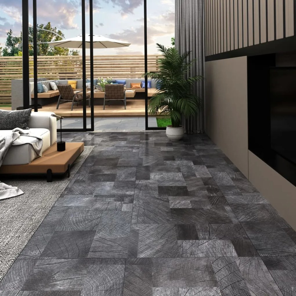 146610 vidaXL Tábua de soalho PVC 5,11 m² autoadesiva estrutura madeira cinza