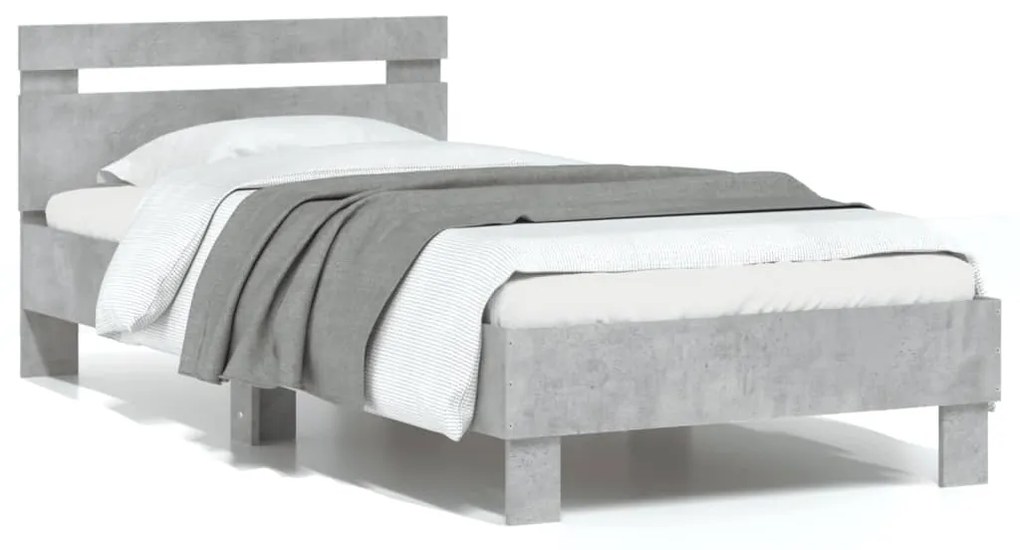 vidaXL Estrutura de cama c/ cabeceira deriv. madeira cinzento cimento