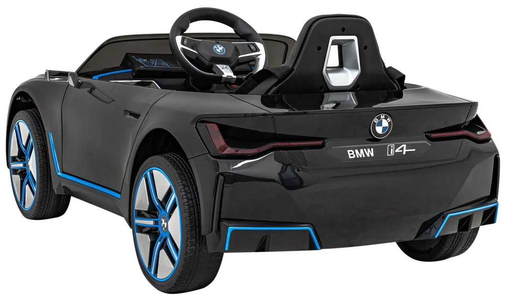 Carro elétrico para Crianças 12V BMW I4 Rodas de EVA, Assento de couro Preto