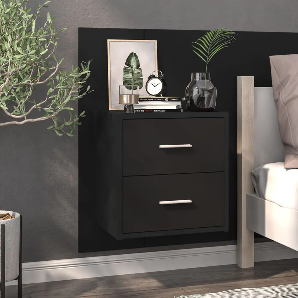 vidaXL Mesa de cabeceira montagem na parede preto