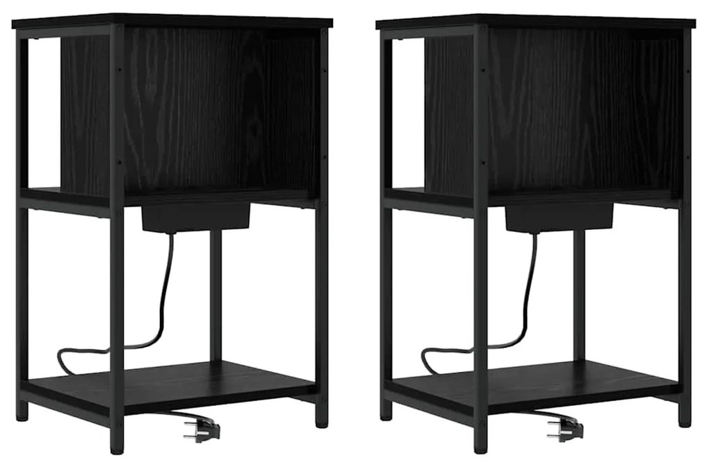 Armário de Cabeceira 2 pcs Carvalho preto 38 x 31 x 61 cm