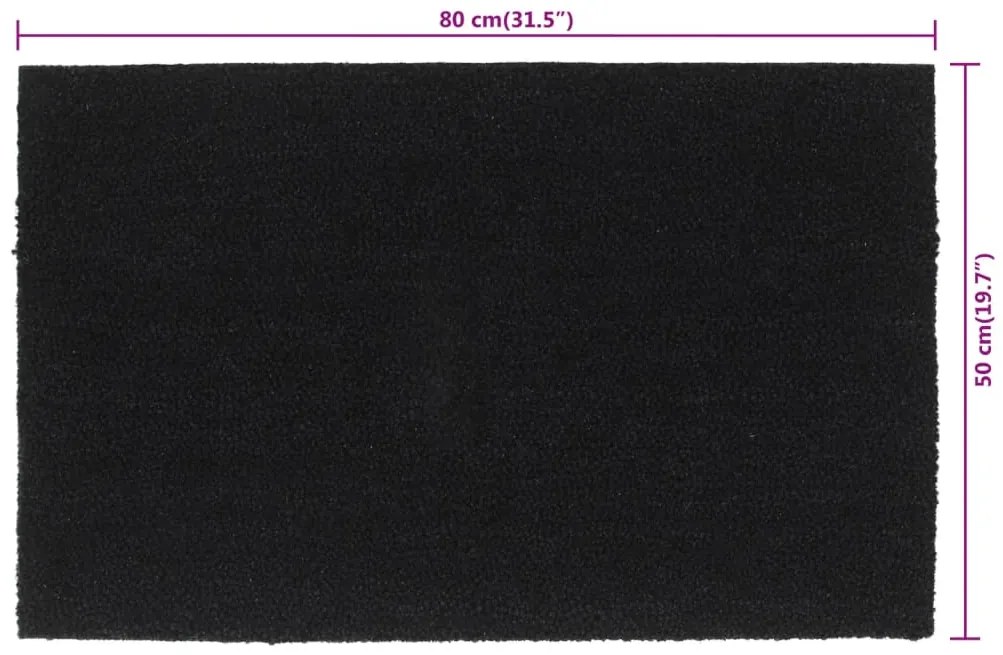 Tapete de porta 50x80 cm fibra de coco tufada preto