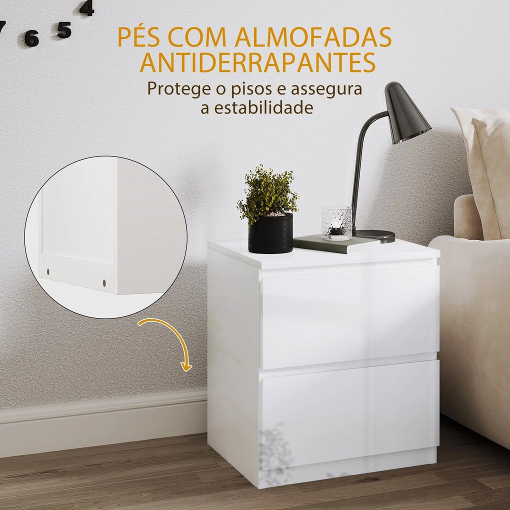 HOMCOM Mesa de Cabeceira Moderna Mesa de Cabeceira com 2 Gavetas Mesa