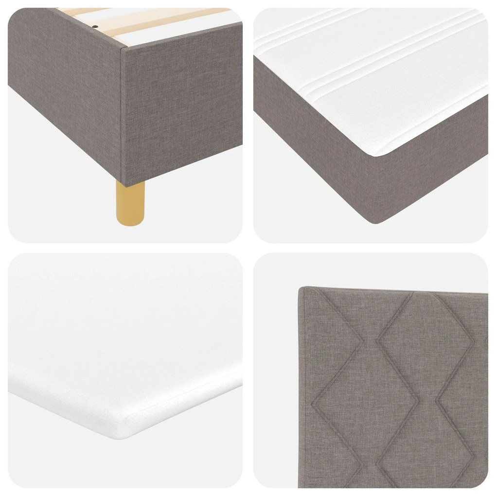 Cama Box Spring com Colchão Taupe 80x200 cm Tecido