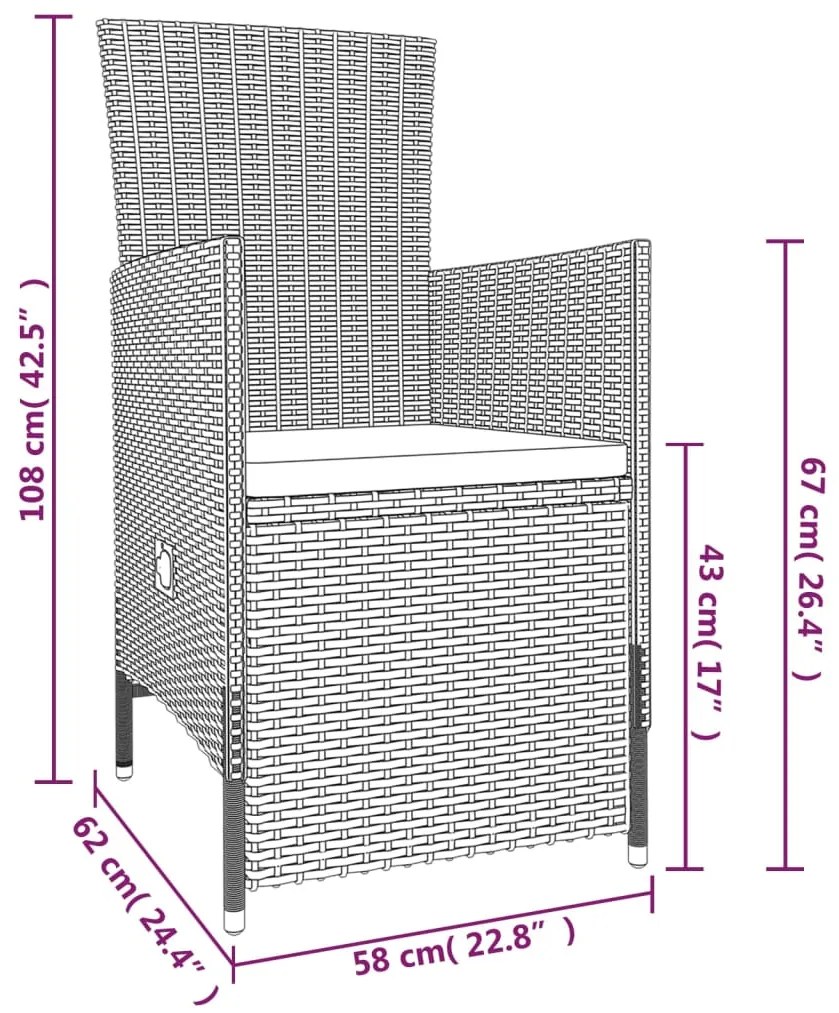 7 pcs conjunto de jantar para jardim com almofadões bege