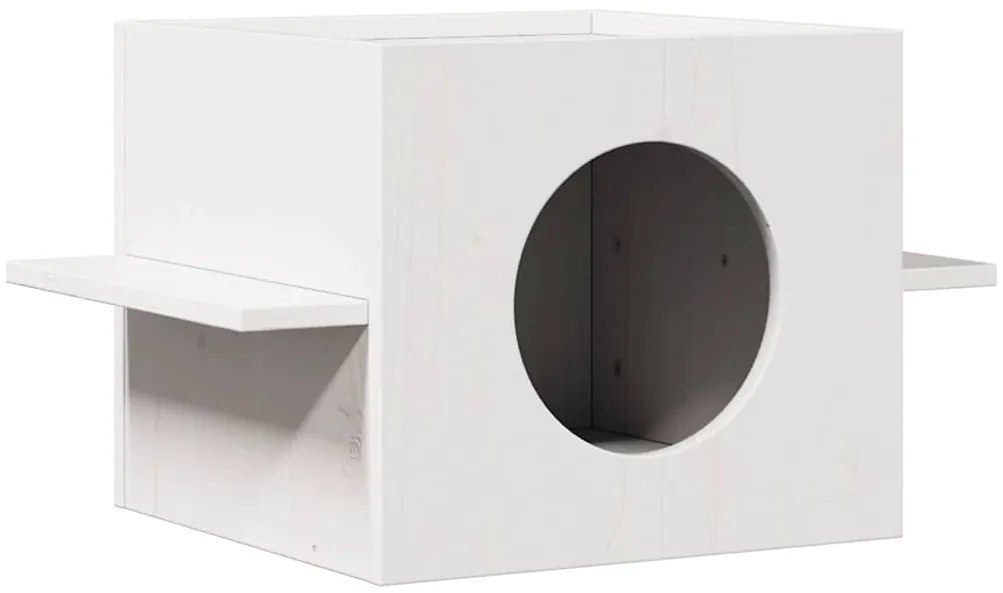 Casa do gato 51x35x30 cm madeira de pinho maciça branco