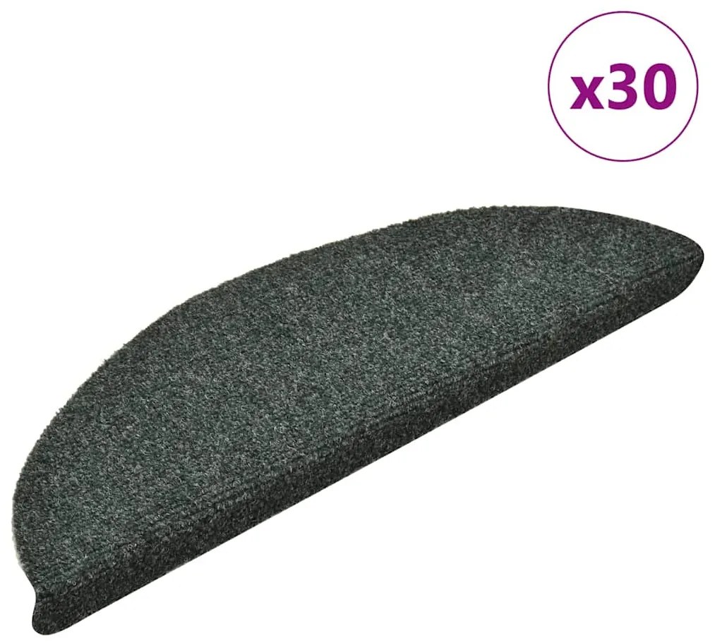 Tapetes de escada adesivos 30 pcs 56x17x3 cm verde