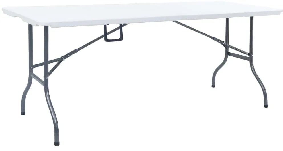 Mesa de jardim dobrável com 2 bancos 180 cm aço e PEAD branco