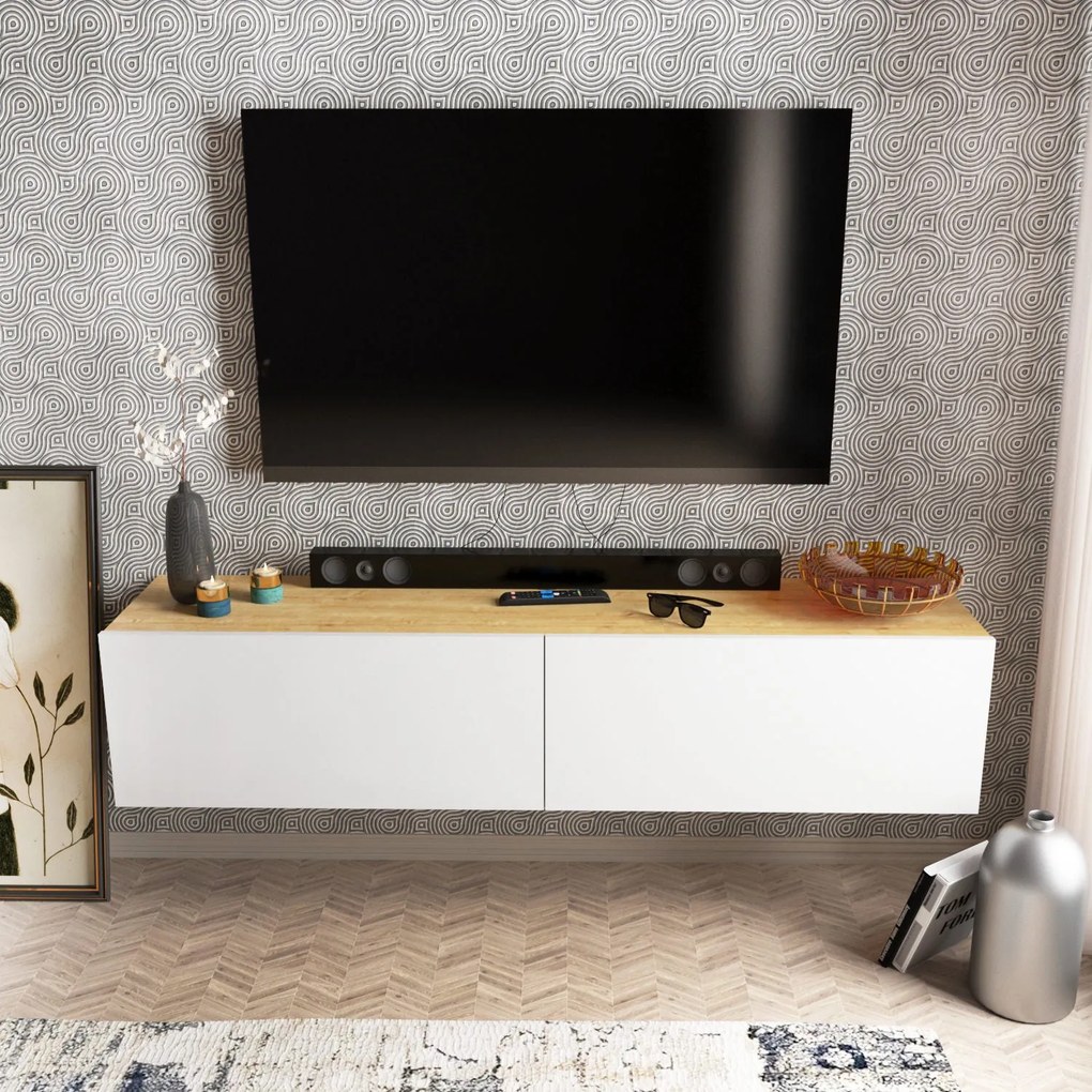 Móvel TV Poling – Branco Nogueira – 159,7 x 36,8 x 34,1 cm