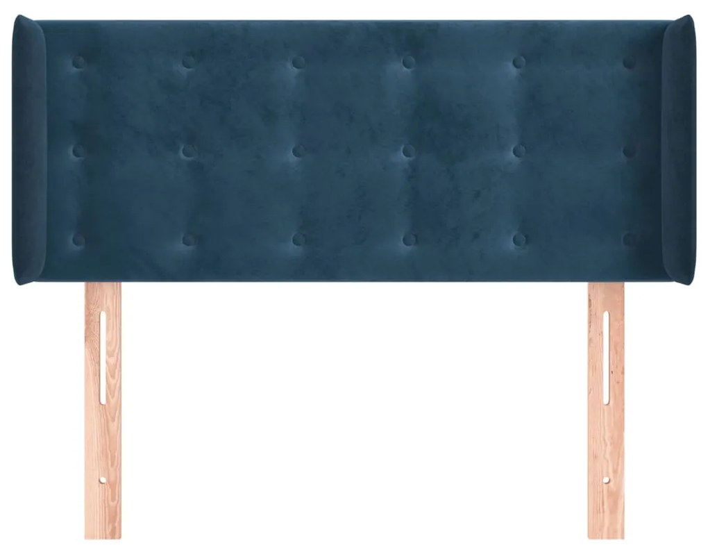 Cabeceira de cama c/ abas veludo 93x16x78/88 cm azul-escuro