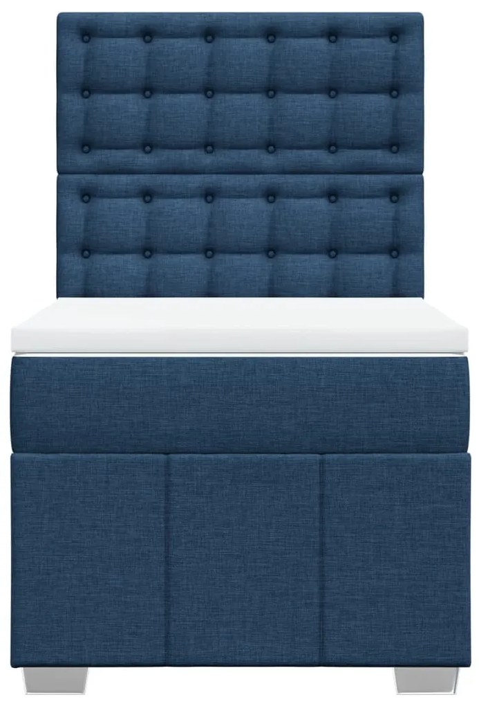 Cama com molas/colchão 80x200 cm tecido azul
