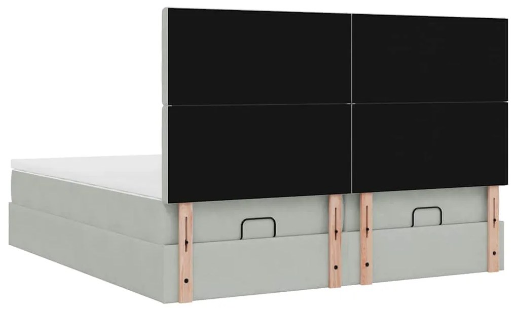 Estrutura cama otomana colchões 180x200cm veludo cinzento claro