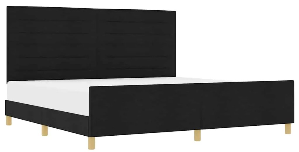 Estrutura de Cama de Tecido Preto vidaXL 200x200 cm