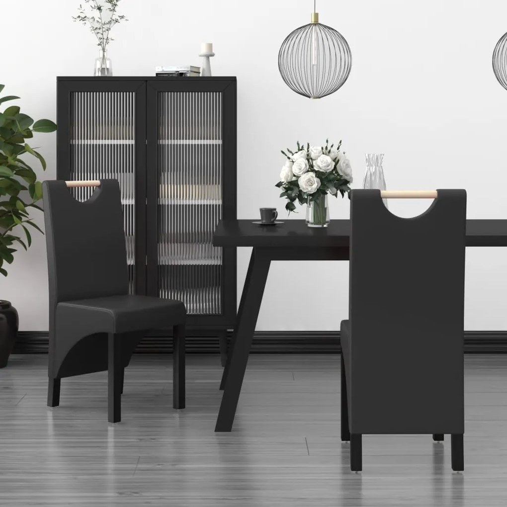 vidaXL Cadeiras de jantar 2 pcs couro artificial preto
