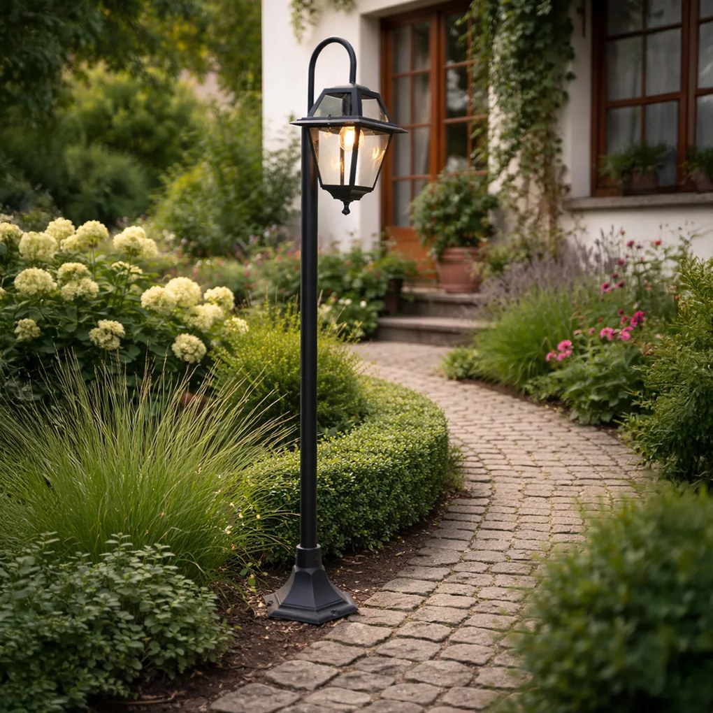 Candeeiro de exterior clássico preto 135 cm IP44 - Berta