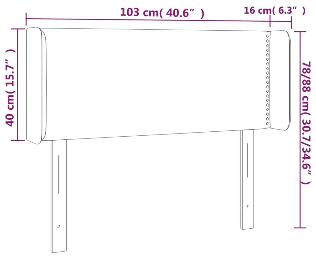 Cabeceira cama c/ luzes LED veludo 103x16x78/88 cm azul-escuro