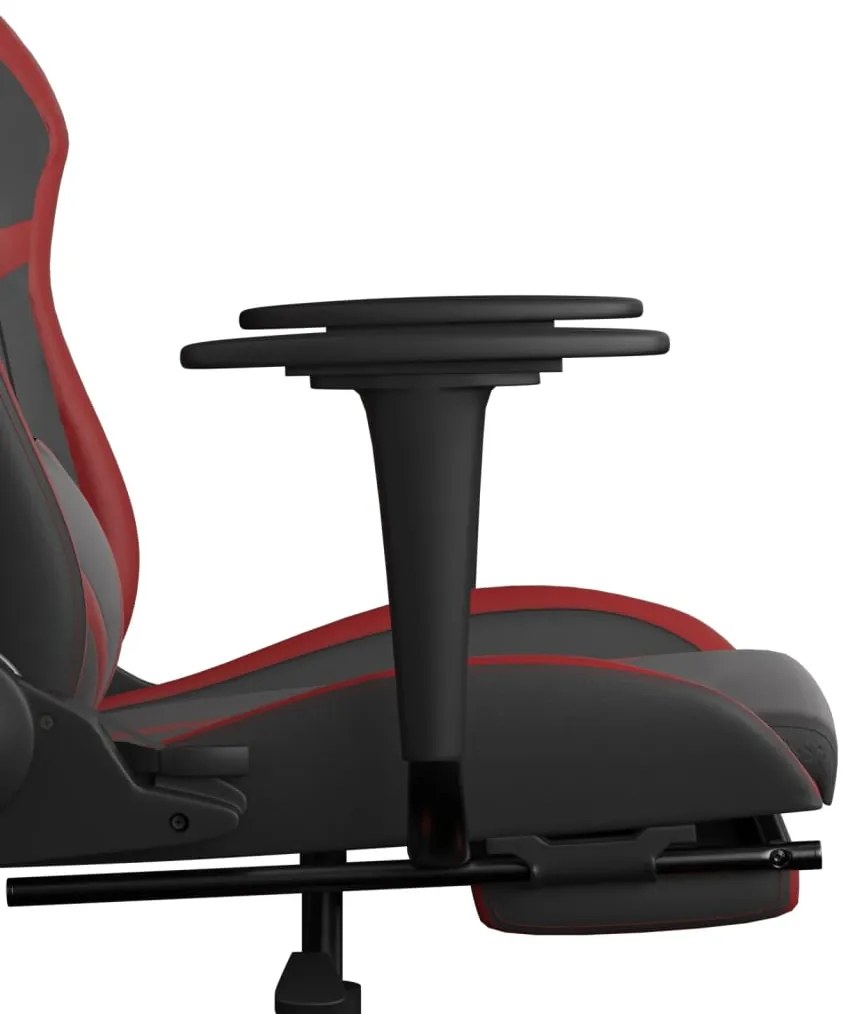 Cadeira gaming +apoio pés couro artificial preto/vermelho tinto