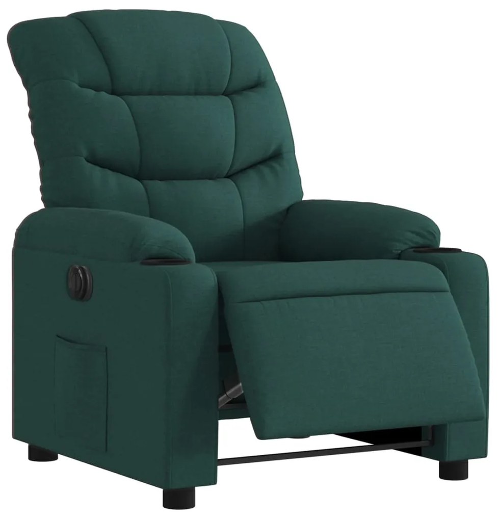 Poltrona elétrica reclinável tecido verde-escuro