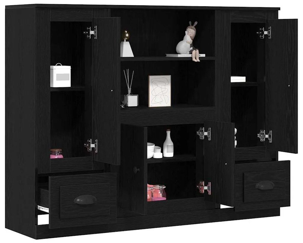 Highboard vidaXL Preto Carvalho 132x35,5x103,5 cm Madeira Engenharia