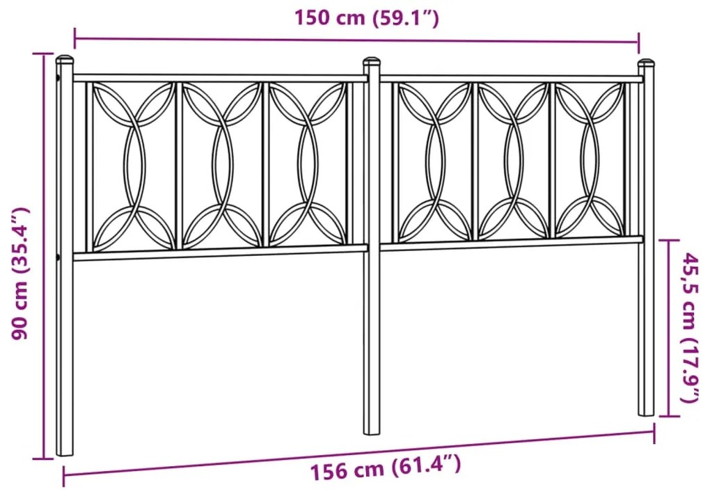 Cabeceira de cama 150 cm metal branco