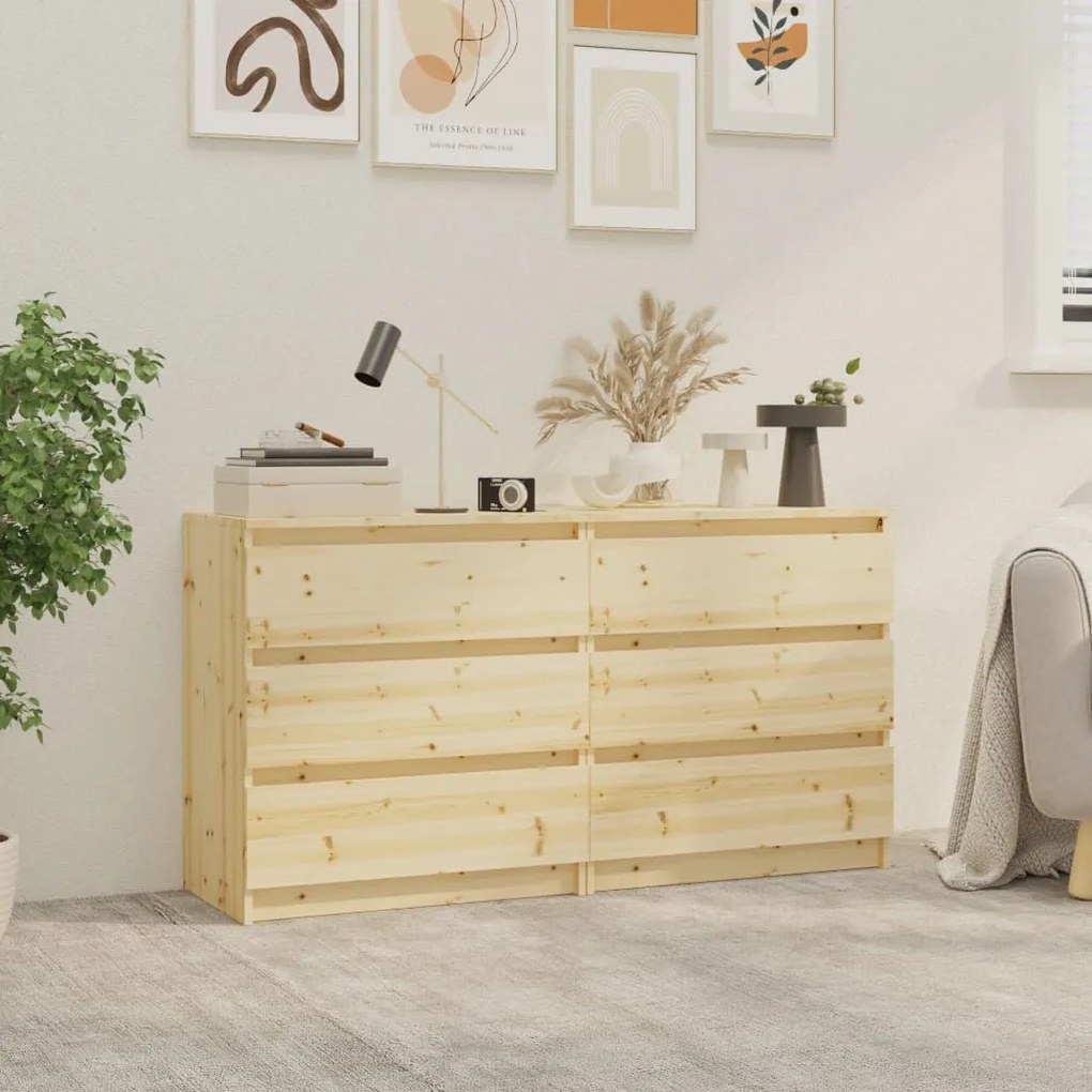 3094298 vidaXL Móveis de apoio 2 pcs 60x36x64 cm madeira de abeto maciça