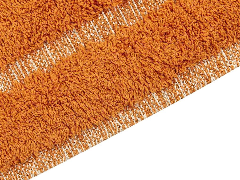 Tapete de algodão laranja 80 x 150 cm HAKKARI Beliani