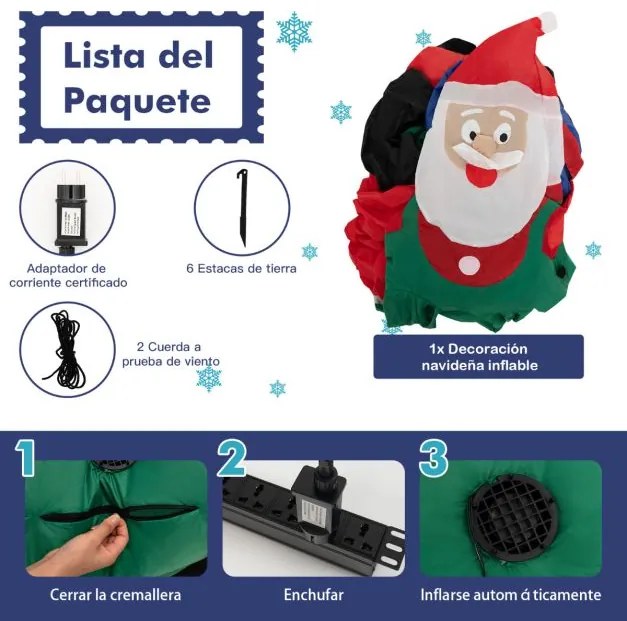 Decoração de Natal insuflável O Pai Natal a conduzir um trator com luzes LED e soprador para festas no interior e no exterior Multicolorido