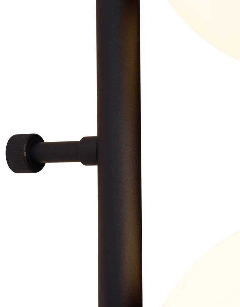 Candeeiro de Parede de Design Preto com Vidro Fosco 3-Luzes - Vertical