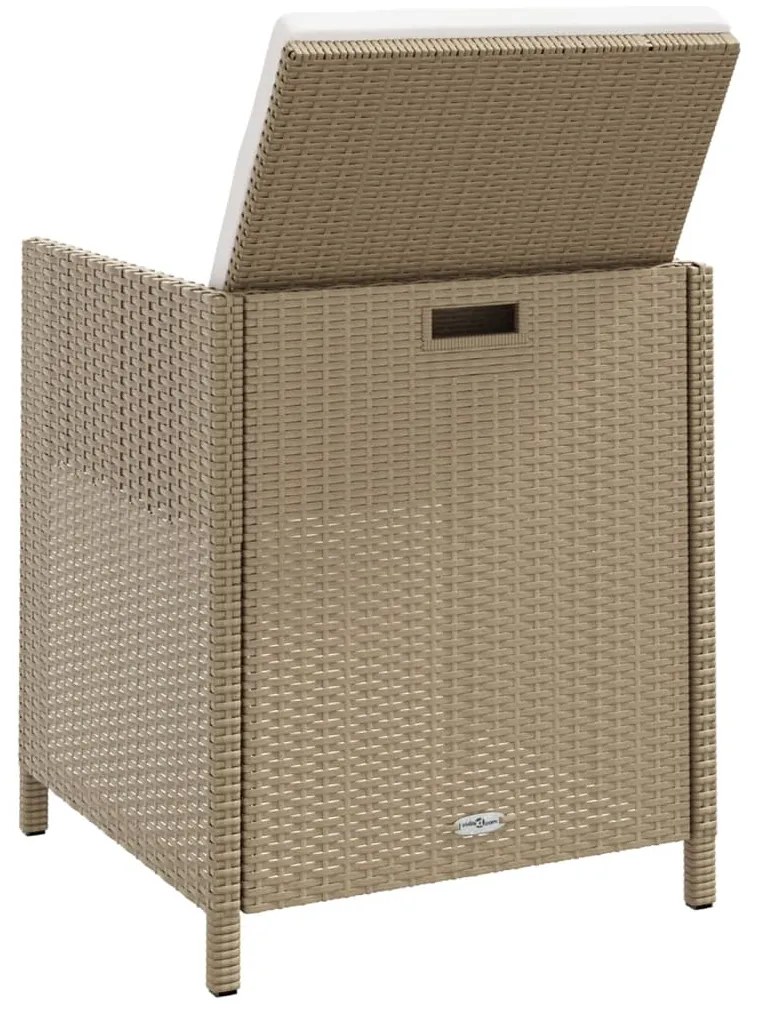 Cadeiras de jardim com bancos 2 pcs vime PE bege