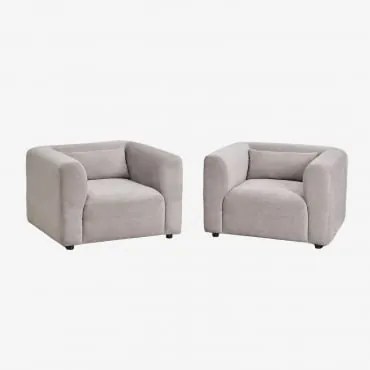 Pack De 2 Poltronas Estofadas Fogler Bombazina Cinzento Toupeira Claro - Sklum
