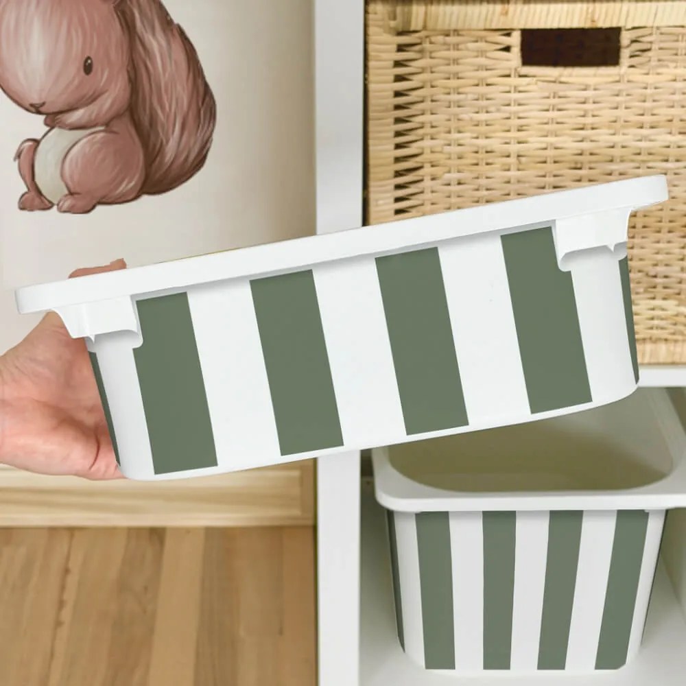 Autocolante para caixa IKEA TROFAST - Riscas verdes e brancas