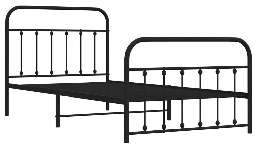 Estrutura de cama com cabeceira e pés 100x200 cm metal preto