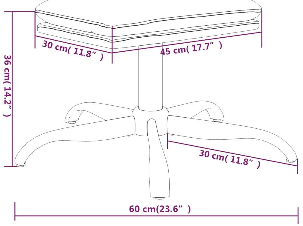 Apoio de pés 60x60x36 cm veludo cinzento-escuro