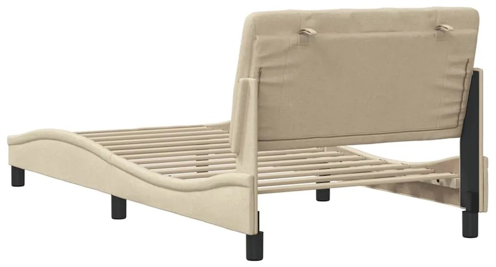Estrutura de cama sem colchão 100x200 cm tecido cor creme