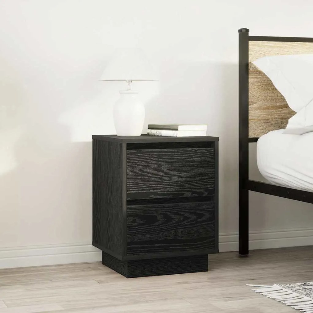 Mesas cabeceira c/ luzes LED 2 pcs 38x34x50 cm preto