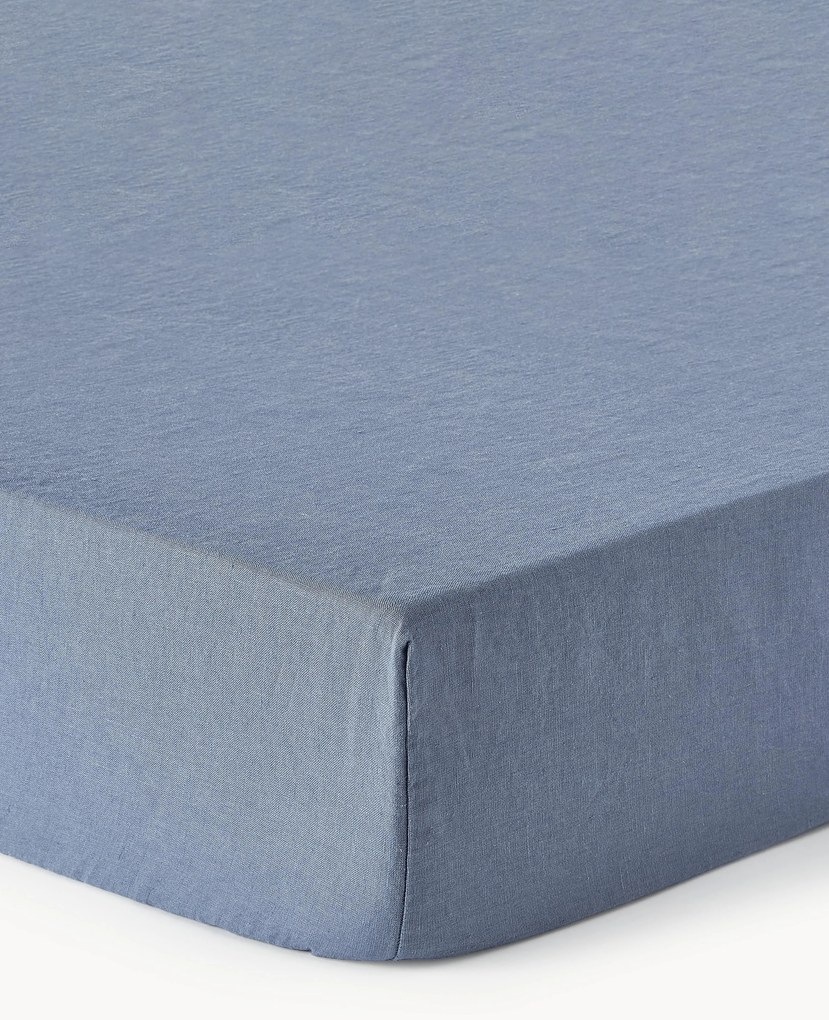 Lençol em linho lavado com elástico topper Airy