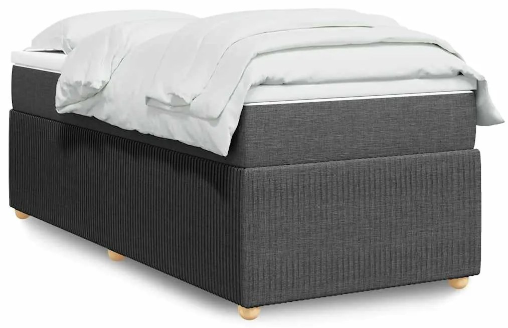 vidaXL Cama com molas/colchão 90x200 cm tecido cinzento-escuro