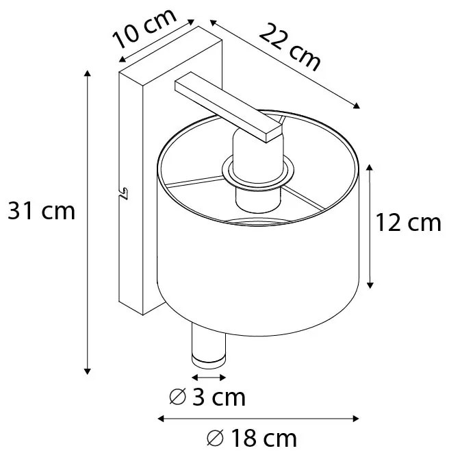 LED Candeeiro de parede moderno preto redondo com candeeiro de leitura - Puglia Moderno