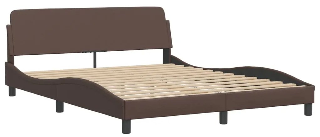 Cama com colchão 160x200 cm couro artificial castanho