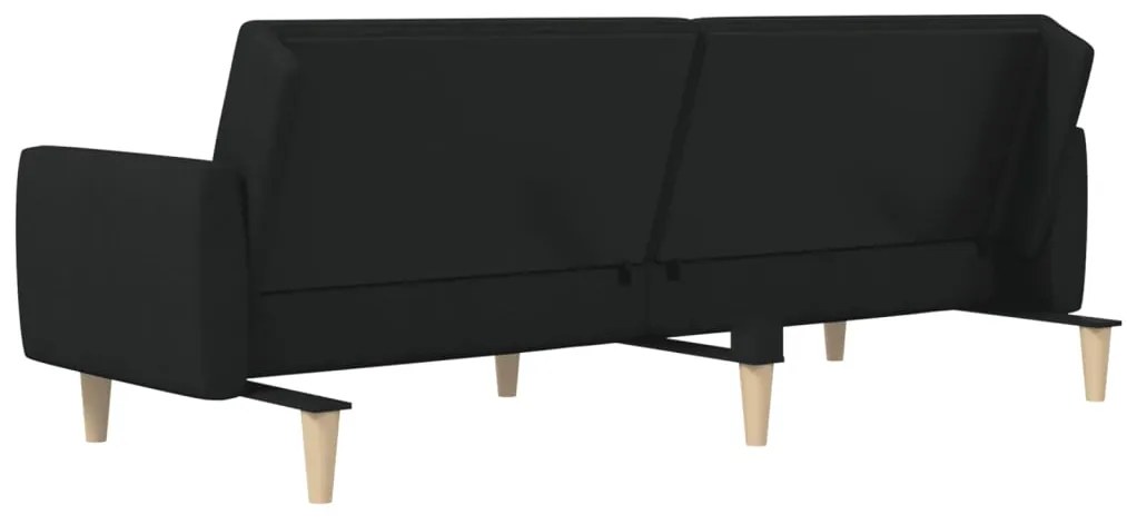 Sofá-cama de 2 lugares tecido preto