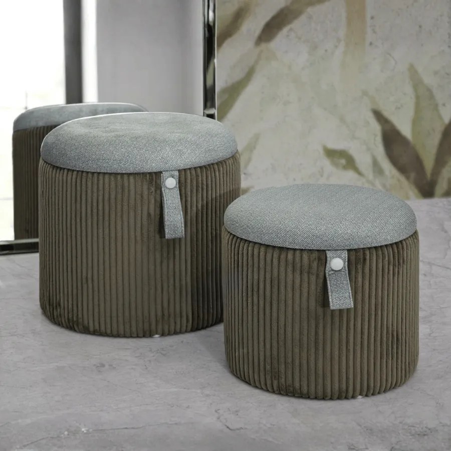 PUFE COM ARMAZENAMENTO BOLZANO 2 PEÇAS Ø 38X38-32X28 CM VERDE