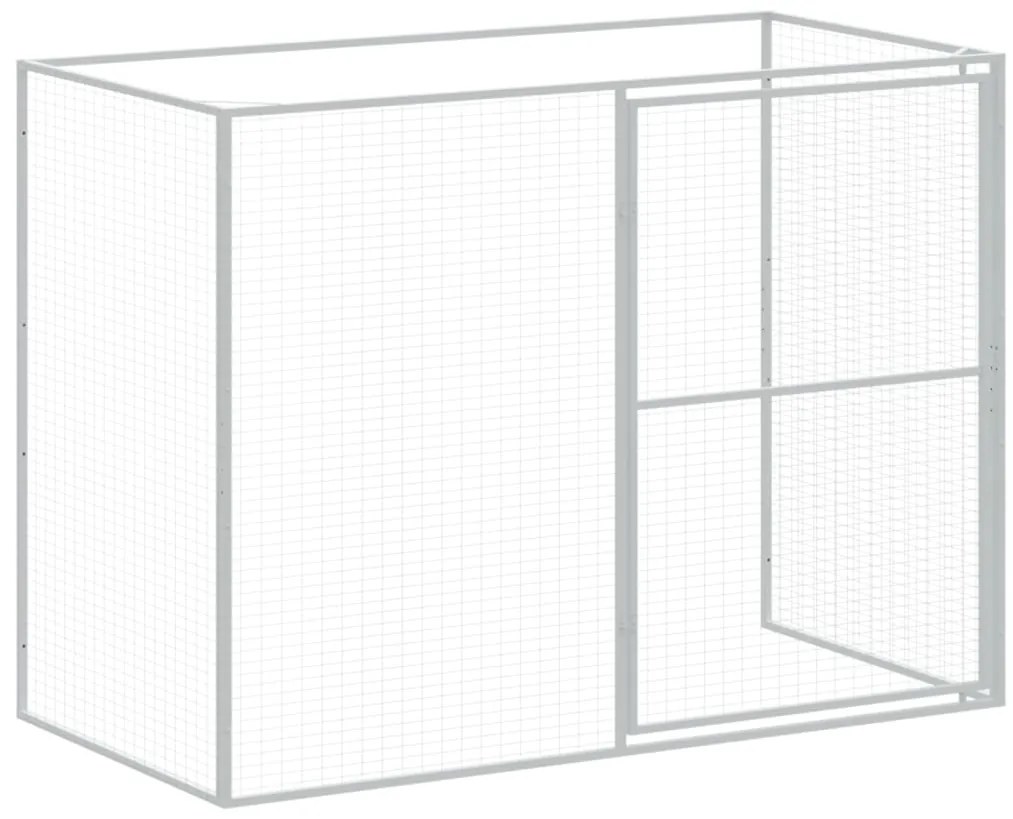 Casota cães c/ parque 214x457x181 cm aço galvaniz. cinza-claro