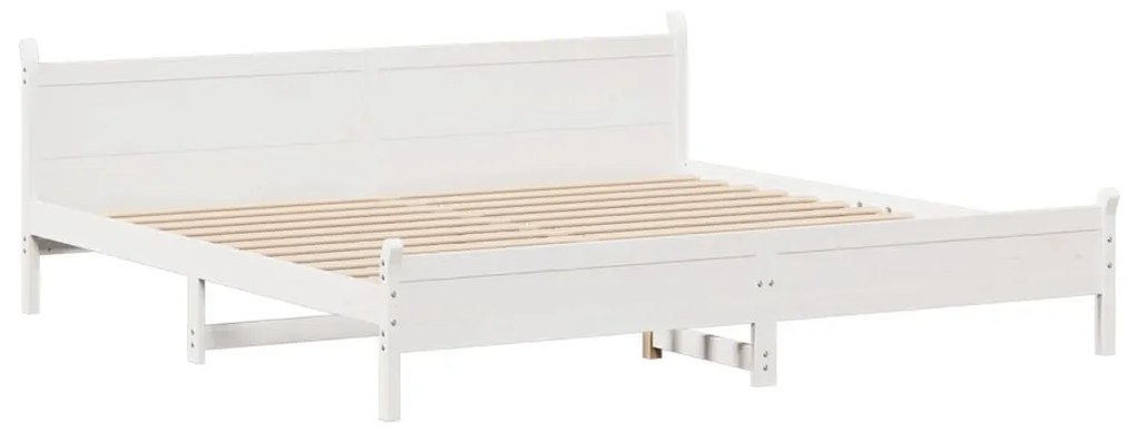 Cama sem colchão 180x200 cm madeira de pinho maciça branco