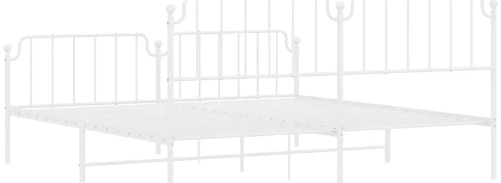 Estrutura de cama com cabeceira e pés 200x200 cm metal branco
