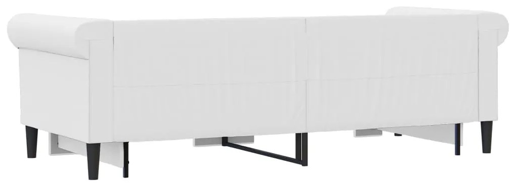 Sofá-cama com gavetão 90x200 cm couro artificial branco