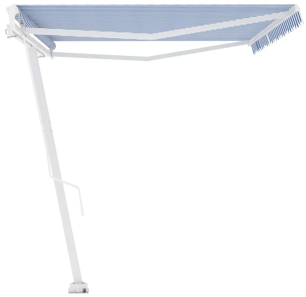 Toldo retrátil manual independente 500x350 cm azul e branco